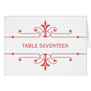 Red v2 Fancy Ornamental Table Number Card