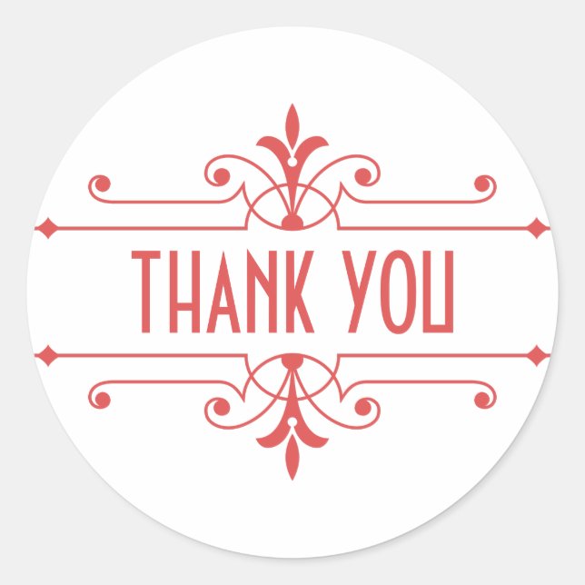 Red v2 Fancy Ornamental Thank You Stickers (Front)