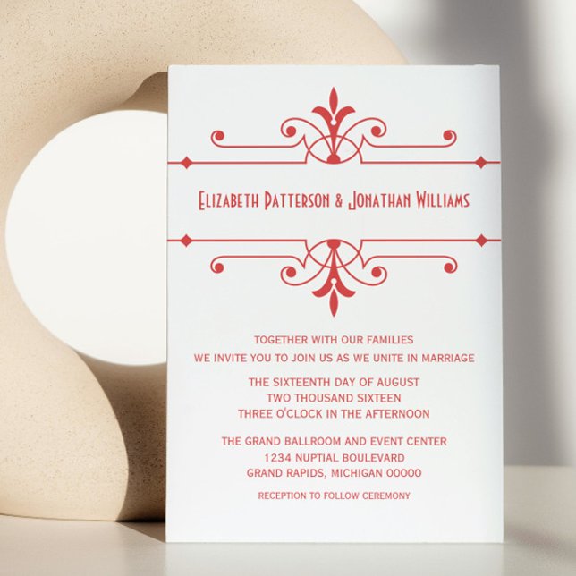 Red v2 Fancy Ornamental Wedding Invite (Red v2 Fancy Ornamental Wedding Invite)