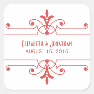 Red v2 Fancy Ornamental Wedding Stickers