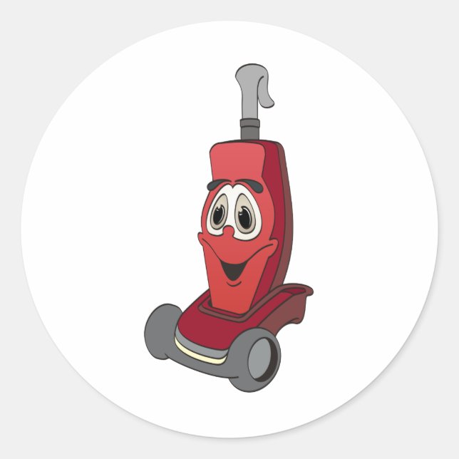 Red Vacuum Cleaner Classic Round Sticker (Front)