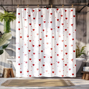 Red Valenties hearts Pattern Shower Curtain