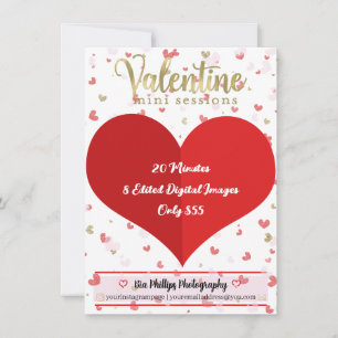 Red Valentine Gold Mini Sessions Photography Invitation