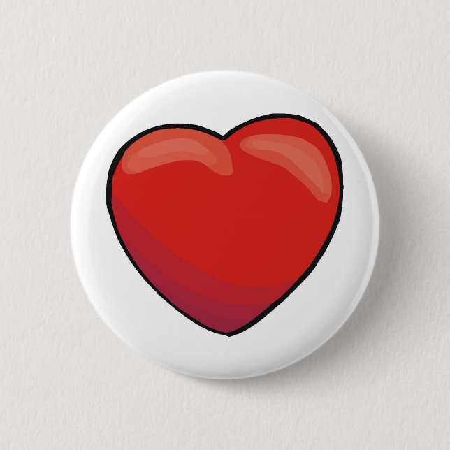 Red Valentine Heart 6 Cm Round Badge (Front)