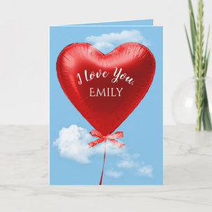 Red Valentine Heart Balloon Card