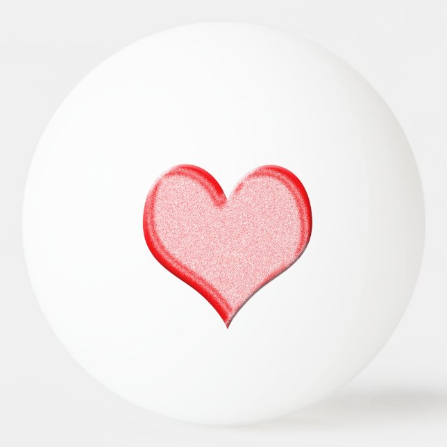 Red Valentine Heart on Ping-Pong Ball (Front)