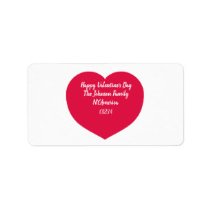 Red Valentine Heart-Shaped Label