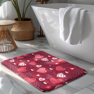 Red Valentine hearts pattern Bath Mat