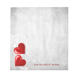 Red Valentine Hearts Personalised Notepad