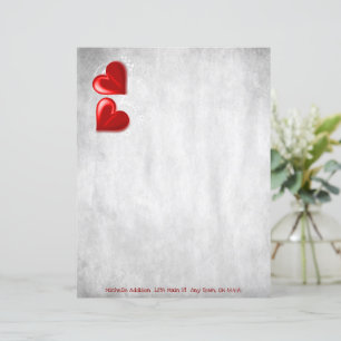 Red Valentine Hearts Personalised Paper Sheet