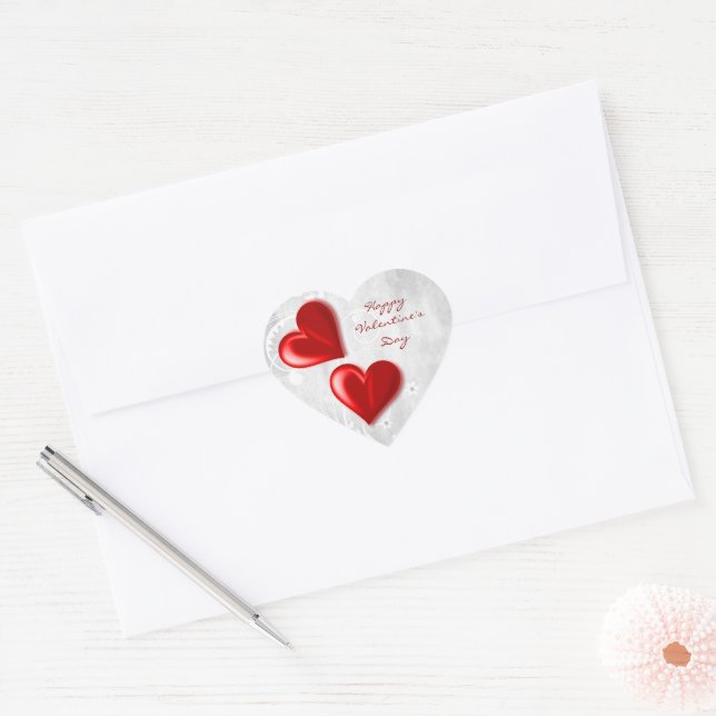 Red Valentine Hearts Sticker (Envelope)