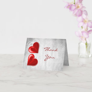 Red Valentine Hearts Thank You Card
