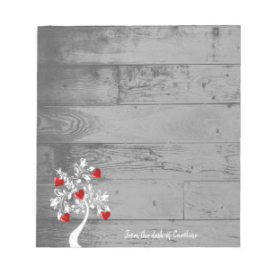 Red Valentine Hearts Tree Personalised Notepad