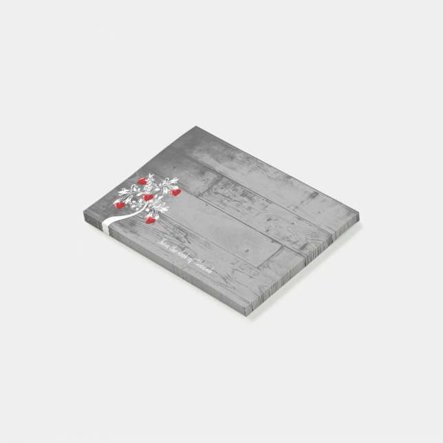 Red Valentine Hearts Tree Personalised Notes (Angled)