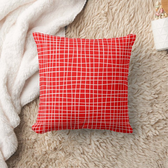Red Valentine Modern Line Pattern Cushion (Blanket)