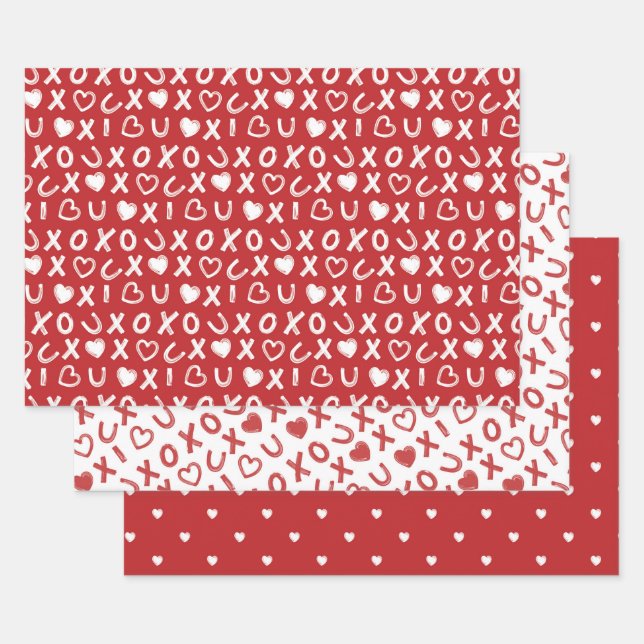 Red Valentine XOXO wrapping paper (Set)