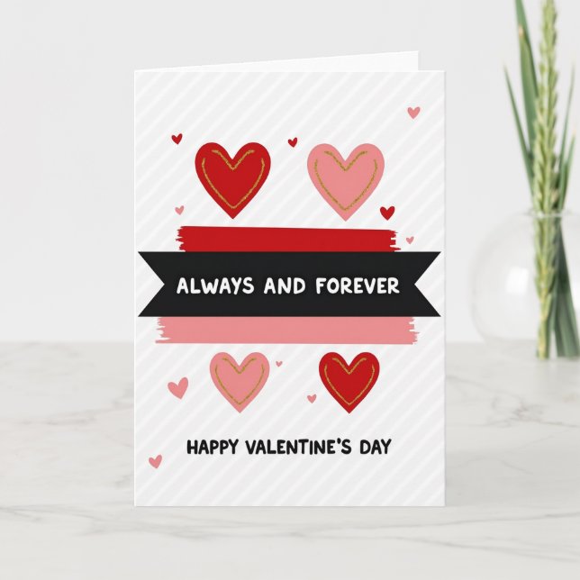 Red Valentines Always Forever Card (Front)
