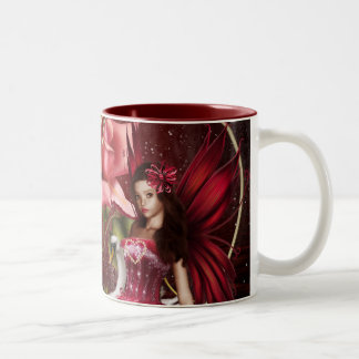 Red Valentine's Day Fairy Two-Tone Coffee Mug