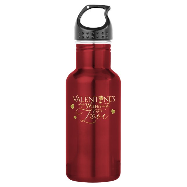 Red Valentine's Day Gifts 532 Ml Water Bottle (Front)