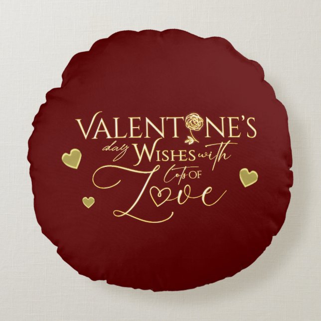 Red Valentine's Day Gifts Round Cushion (Front)
