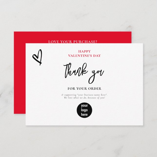 Red Valentine's Day Heart Business Thank You Logo  (Front/Back)