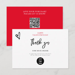 Red Valentine's Day Heart Business Thank You Logo Card