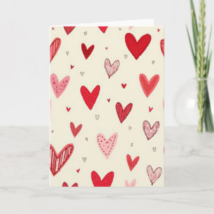 Red Valentines Day Hearts For Her Card