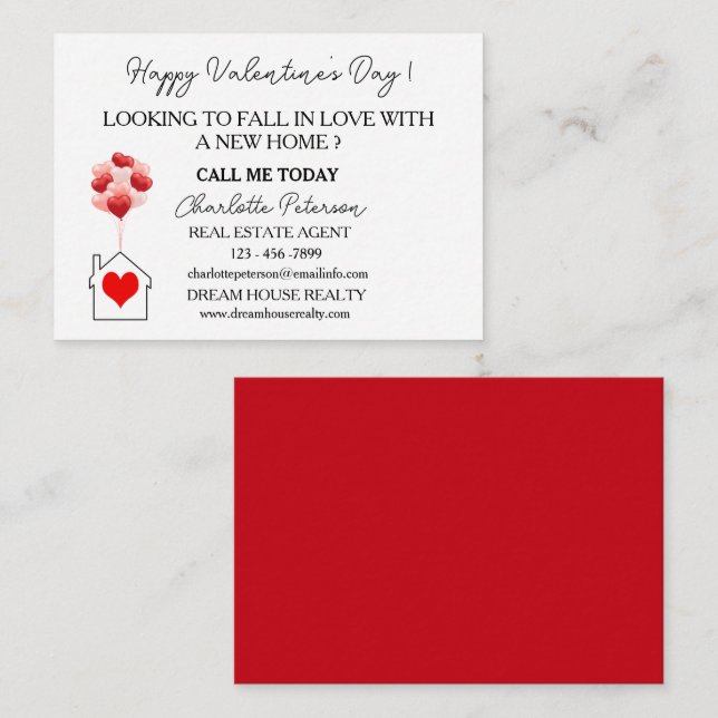Red Valentine's Day Real Estate Marketing  Card (Front/Back)
