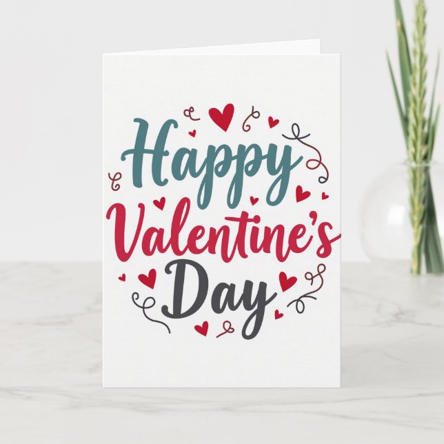 Red Valentines Day Script Card (Front)