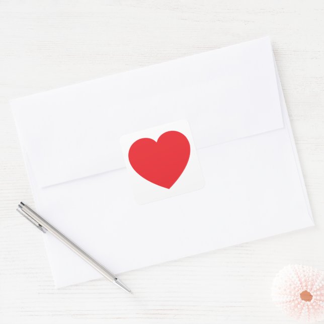 Red Valentines Heart Square Sticker (Envelope)