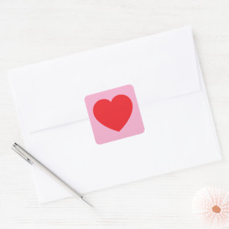 Red Valentines Heart Square Sticker