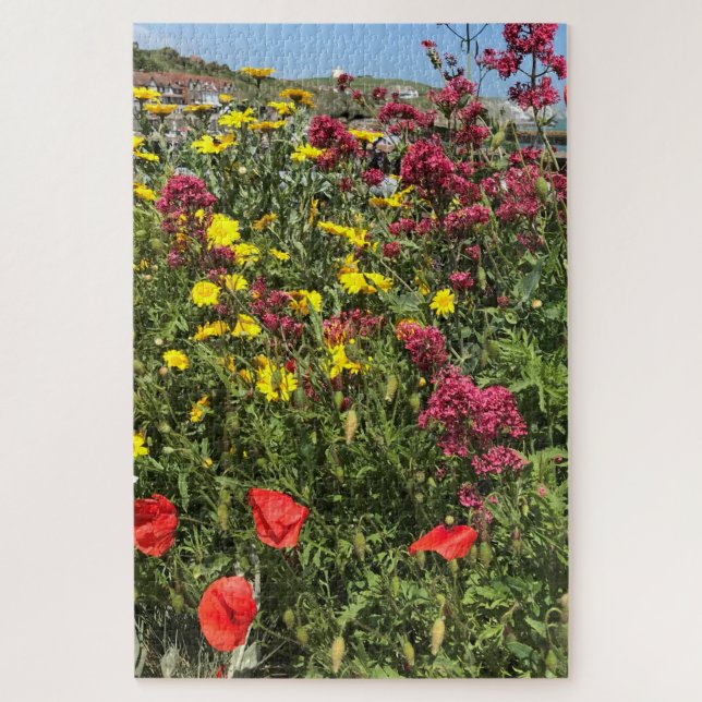 Red Valerian, Red Poppies and Yellow Daisies Jigsaw Puzzle (Vertical)