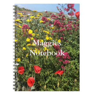 Red Valerian, Yellow Daisies, and Red Poppies Notebook