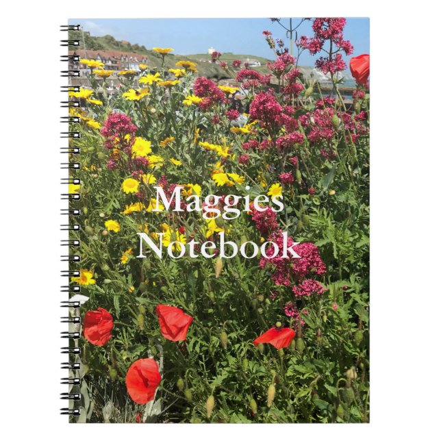 Red Valerian, Yellow Daisies, and Red Poppies Notebook (Front)