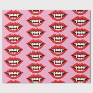 Red vampire lips wrapping paper