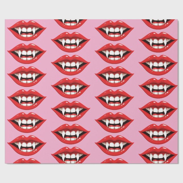 Red vampire lips wrapping paper (Flat)