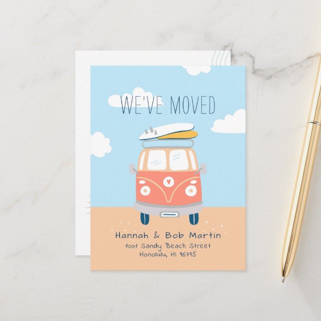 Red Van Surfboards Moving Announcement Postcard (Front/Back In Situ)
