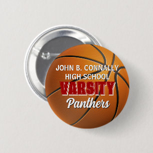 Red Varsity Basketball Custom High School 6 Cm Round Badge