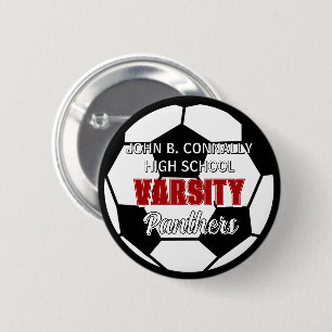 Red Varsity Soccer Custom High School Spirit 6 Cm Round Badge