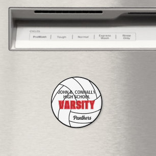 Red Varsity Volleyball Custom High School Team Magnet