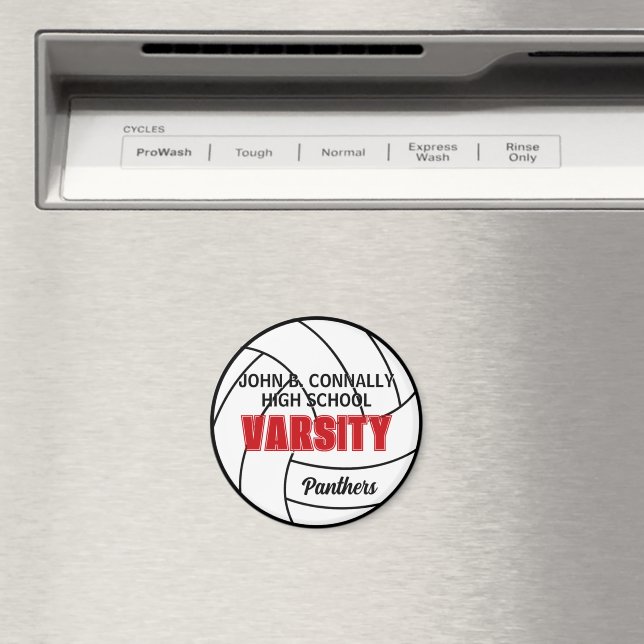 Red Varsity Volleyball Custom High School Team Magnet (In Situ (Dishwasher))