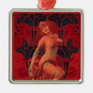 Red Veil Metal Tree Decoration