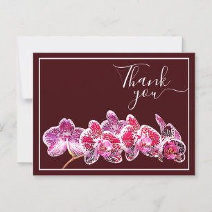 Red Veined Orchid Against Wine Backdrop Thank You Postcard