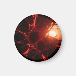 Red Veins Sunset Abyss Magnet