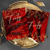 Red Velvet 40th Birthday Forty Invitation