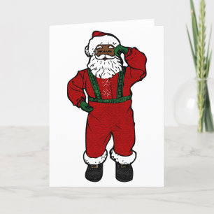 red velvet black santa holiday card