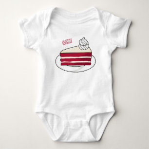 Red velvet cake cartoon illustration baby bodysuit