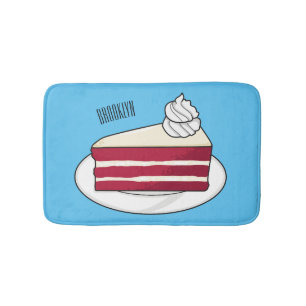 Red velvet cake cartoon illustration bath mat