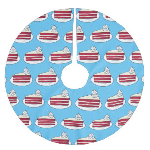 Red velvet cake cartoon illustration brushed polyester tree skirt