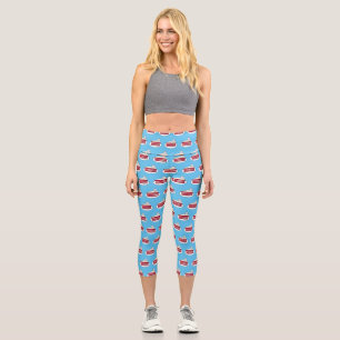 Red velvet cake cartoon illustration capri leggings